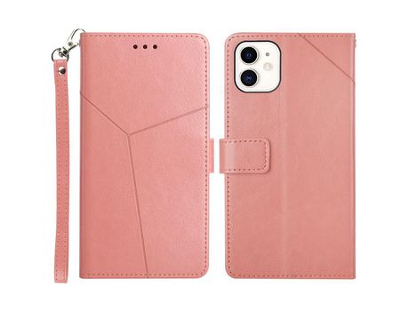 Funda PU patrón de linha en forma de y rosa por iPhone 12 mini 5.4