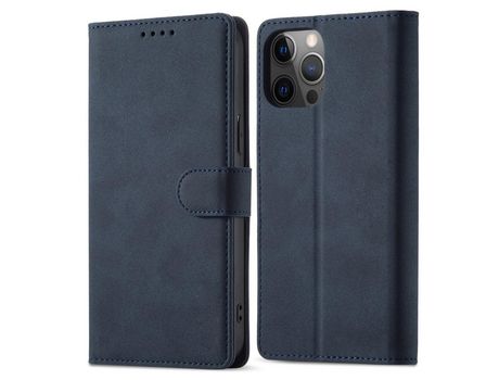 Funda PU + TPU fosco con suporte y varredura antifurto azul por iPhone 13 Pro 6.1