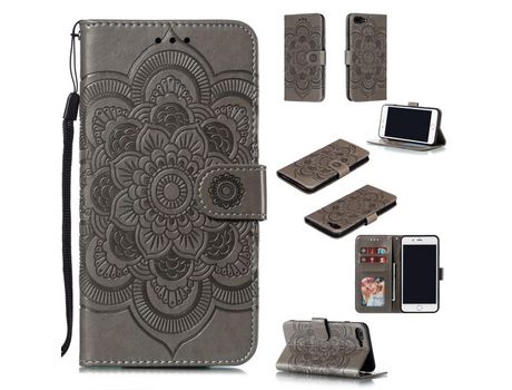 Carcasa PU flor malanda flip con suporte y bandolera Gris por Apple iPhone 8 Plus/7 Plus 4.7 pouces