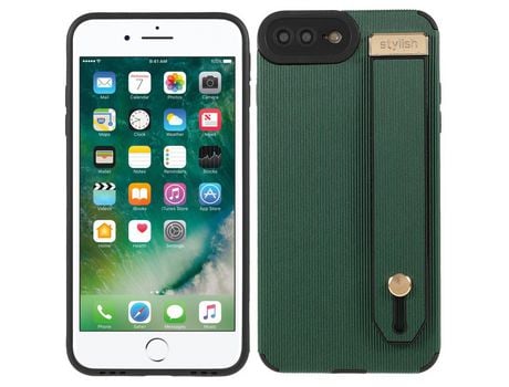 Funda TPU + microfibra a prueba de choques con suporte de pulso verde por iPhone 8 Plus/7 Plus 5.5 inch