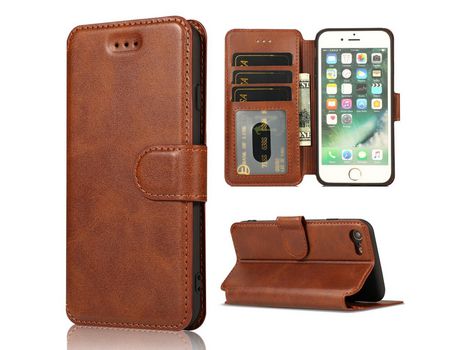 Carcasa PU + TPU con apoyo marrom por Apple iPhone SE (2nd Gen)/8/7