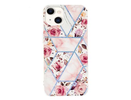 Funda TPU patrón de mármol galvanizado rosa por iPhone 13 mini 5.4