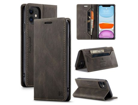 Carcasa PU rfid bloqueando retro mate café por Apple iPhone 11 6.1