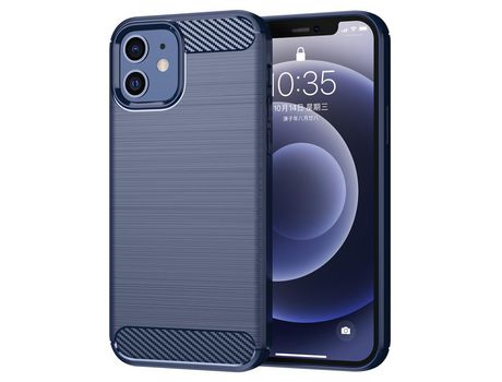 Funda TPU textura de fibra de carbono flexível azul por iPhone 12/12 Pro 6.1