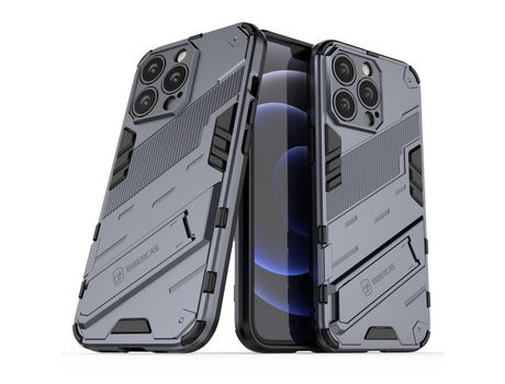 Funda TPU híbrido antiqueda con suporte azul escuro por iPhone 13 Pro 6.1