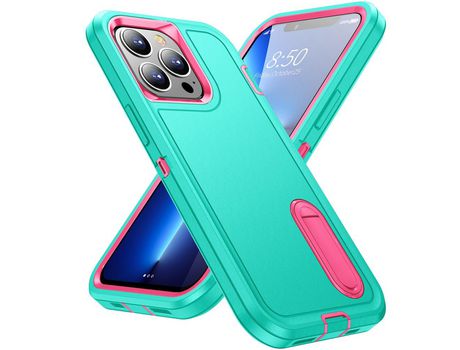 Funda TPU con muleta ciano/rosa por iPhone 13 Pro 6.1