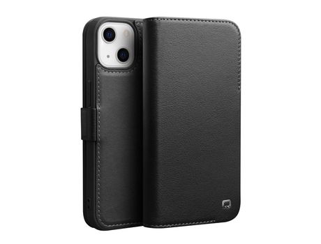 Funda de couro genuino QIALINO Cerrar magnético negro por iPhone 13 mini 5.4