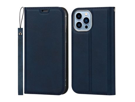 Funda TPU + PU con poseedor de tarjeta y cable azul por iPhone 13 Pro 6.1