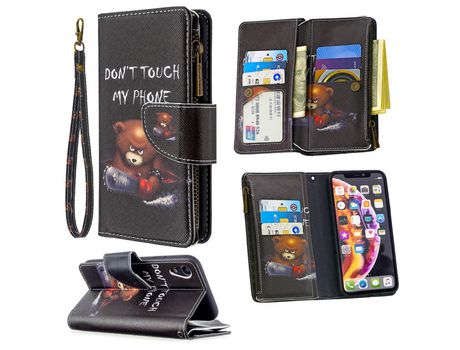 Carcasa PU estante de impresión patrón Llevar feroz por Apple iPhone XR 6.1