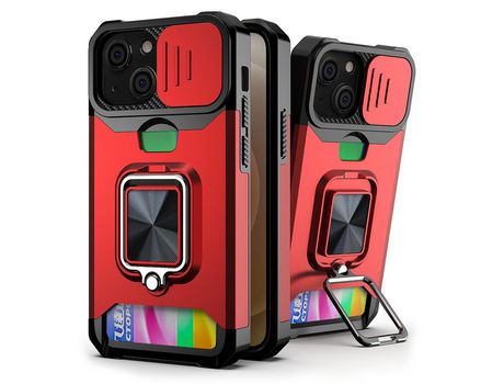 Funda TPU lente híbrida con porta-tarjeta rojo por iPhone 13 mini 5.4