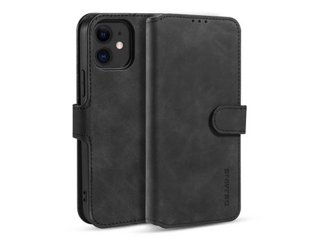 Carcasa PU estilo retro con apoyo negro por Apple iPhone 12 5.4