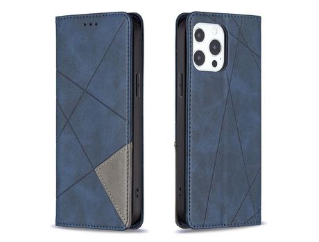 Funda PU + TPU patrón magnético y geométrico con suporte y porta-tarjetas azul por iPhone 13 Pro Max 6.7