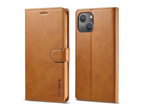 Funda PU + TPU LC.IMEEKE con suporte y porta-tarjetas marrón por iPhone 13 6.1