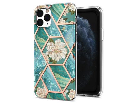 Funda TPU galvanoplastia anti-impresión digital flores azuis por iPhone 11 Pro 5.8