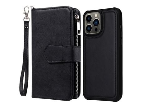 Funda PU con soporte negro por iPhone 13 Pro 6.1