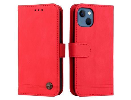 Funda PU + TPU patrón de árbol con fundo rojo por iPhone 13 mini 5.4