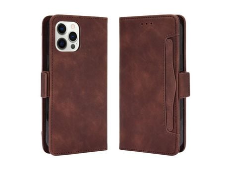 Funda PU + TPU Cerrar magnético con suporte y porta-tarjetas marrón por iPhone 13 Pro 6.1
