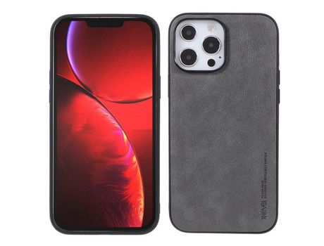 Funda TPU + PU X-LEVEL estilo vintage cinza a prueba de choques por iPhone 13 Pro Max 6.7