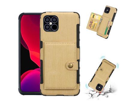 Carcasa TPU + PU escovado ouro por Apple iPhone 12 Pro/12 Max 6.1