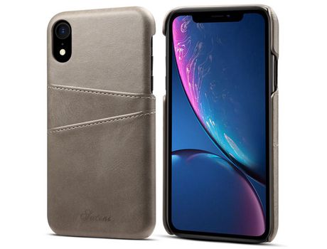 Funda TPU + PU Anti-lágrimas con slots de tarjeta cinza por iPhone XR 6.1