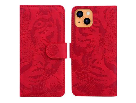 Funda PU + TPU patrón de tigre rojo anti-queda por iPhone 13 6.1