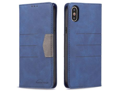 Funda PU magnético bicolor azul por iPhone X/XS 5.8