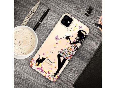 Carcasa TPU patrón de impresión suaves niña y gato por Apple iPhone XR 6.1 pouces (2019)