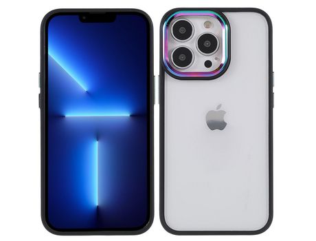 Funda TPU + acrílico Anti-lágrimas multicolorido galvanoplastia con proteccion da lente da câmera negro por iPhone 13 Pro 6.1