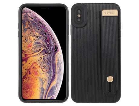 Funda TPU + microfibra con suporte de pulso negro por iPhone X/XS 5.8
