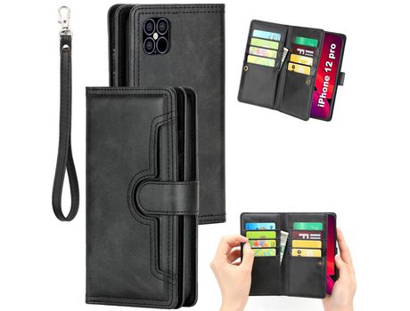 Carcasa PU con varios titulares de tarjeta negro por Apple iPhone 12 5.4