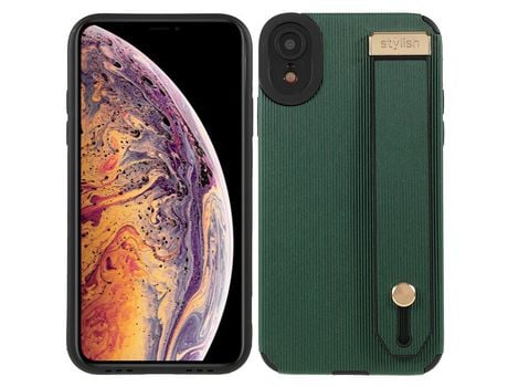 Funda TPU + microfibra e a prueba de choques con suporte de pulso verde por iPhone XR 6.1