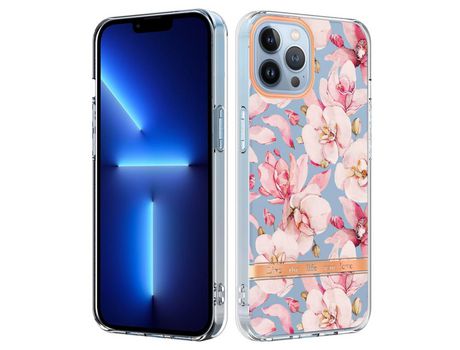 Funda TPU patrón de flores y letras galvanoplastia gardenia rosa por iPhone 13 Pro Max 6.7