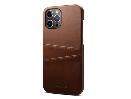 Funda TPU + PU a prueba de choques con slots de tarjeta marrón por iPhone 12 Pro Max 6.7