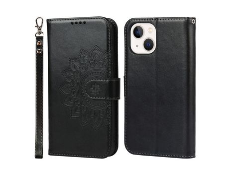 Funda PU textura de costura cortada negro por iPhone 13 mini 5.4