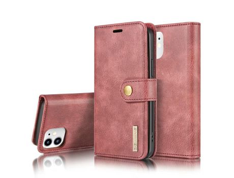 Carcasa PU + TPU destacável 2-in-1 división vinho rojo por Apple iPhone 12 5.4