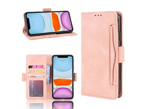 Carcasa PU con varios titulares de tarjeta rosa por Apple iPhone 12 Pro 6.1