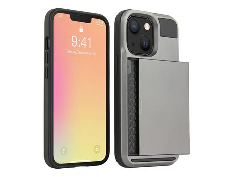 Funda TPU híbrido con porta-tarjetas cinza por iPhone 13 Pro Max 6.7
