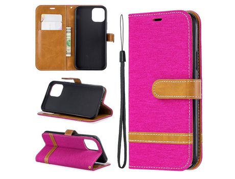 Carcasa PU pano de jeans de colores sortidas rosa por Apple iPhone XS/X 5.8 pouces (2019)