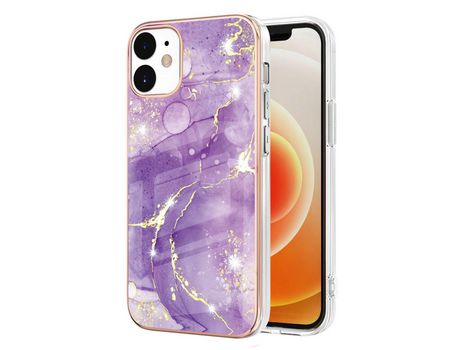 Funda TPU galvanizado patrón de mármol púrpura por iPhone 12 6.1