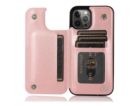 Funda TPU + PU magnético patrón de flores Anti-lágrimas con suporte y suporte de tarjeta ouro rosa por iPhone 13 Pro 6.1