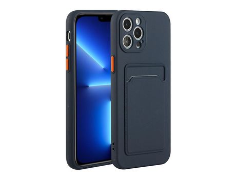Funda TPU flexível con porta-tarjetas externo azul escuro por iPhone 13 Pro Max 6.7