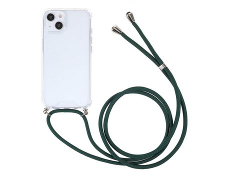 Funda TPU + acrílico anti-queda con cable ajustável verde-escuro por iPhone 13 mini 5.4