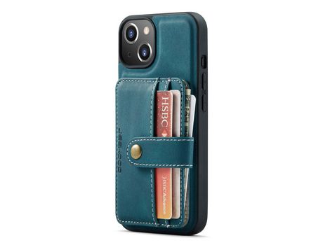 Funda TPU + PU JEEHOOD 2 en 1 desmontable magnético cuadra de RFID con suporte por tarjeta azul por iPhone 13 mini 5.4