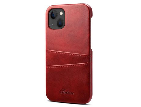 Funda TPU + PU con slots de tarjeta rojo por iPhone 13 mini 5.4