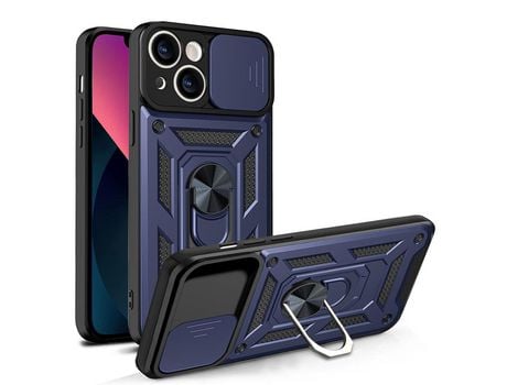 Funda TPU controle deslizante da câmera anti-queda con suporte azul por iPhone 13 mini 5.4