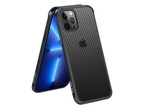 Funda TPU SULADA anti-queda textura en fibra de carbono híbrido negro por iPhone 13 Pro Max 6.7