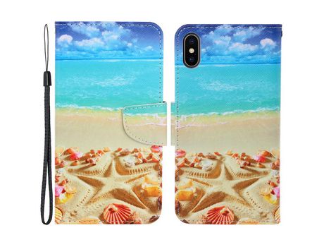 Funda PU con suporte magnético Areia/conchas por iPhone X/XS 5.8