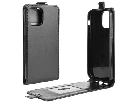Carcasa PU caballo louco flip vertical negro por Apple iPhone 12 Max 6.1