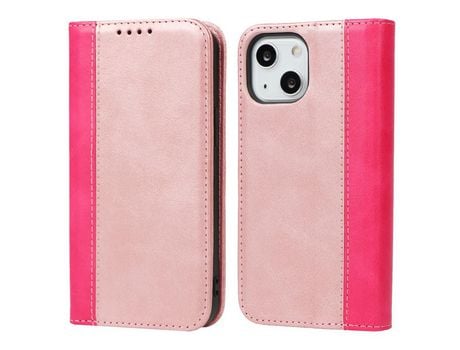 Funda PU + TPU emenda de duas cores Anti-lágrimas ouro rosa/rosa autoabsorbente por iPhone 13 mini 5.4