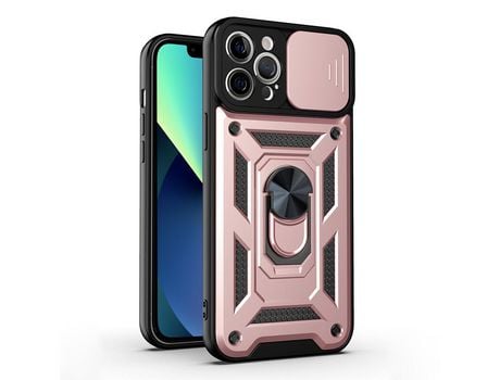 Funda TPU controle deslizante da câmera a prueba de choques anti-queda con suporte de ouro rosa por iPhone 13 Pro Max 6.7